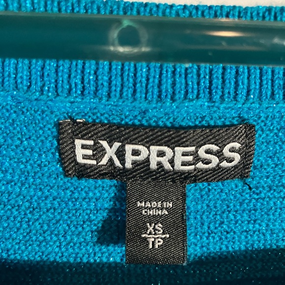 Express ladies xs short sleeve tasseled turquoise sweater top. - Picture 6 of 16